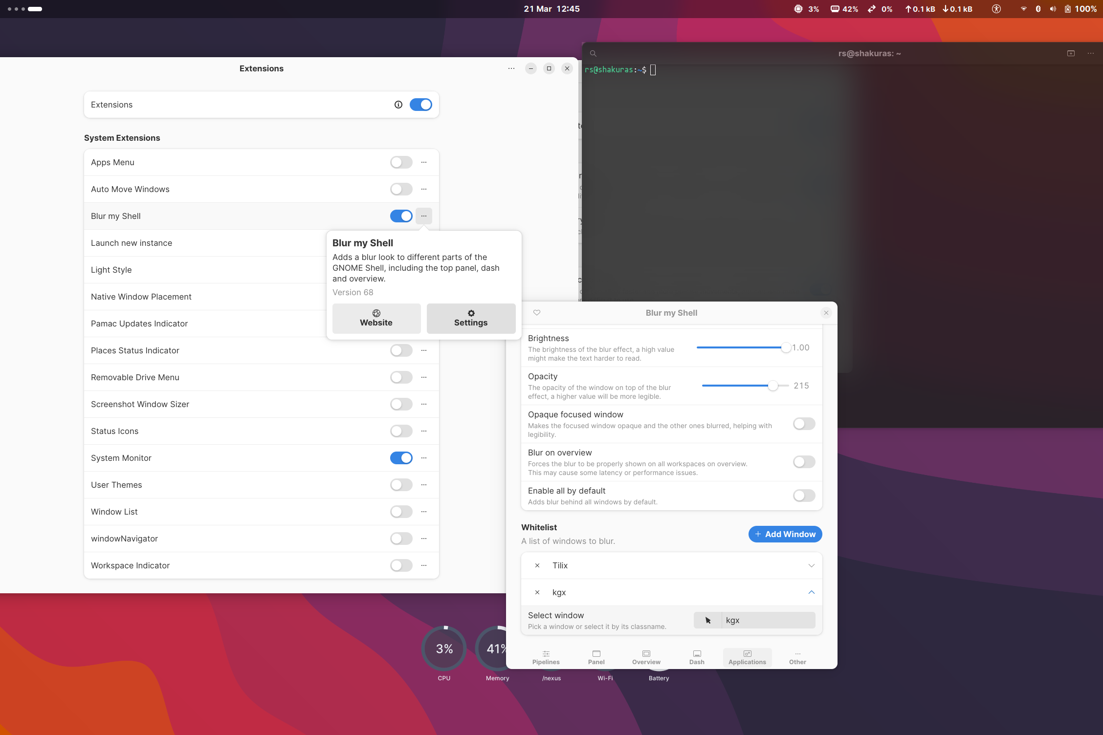Linux Installation - Blur my shell