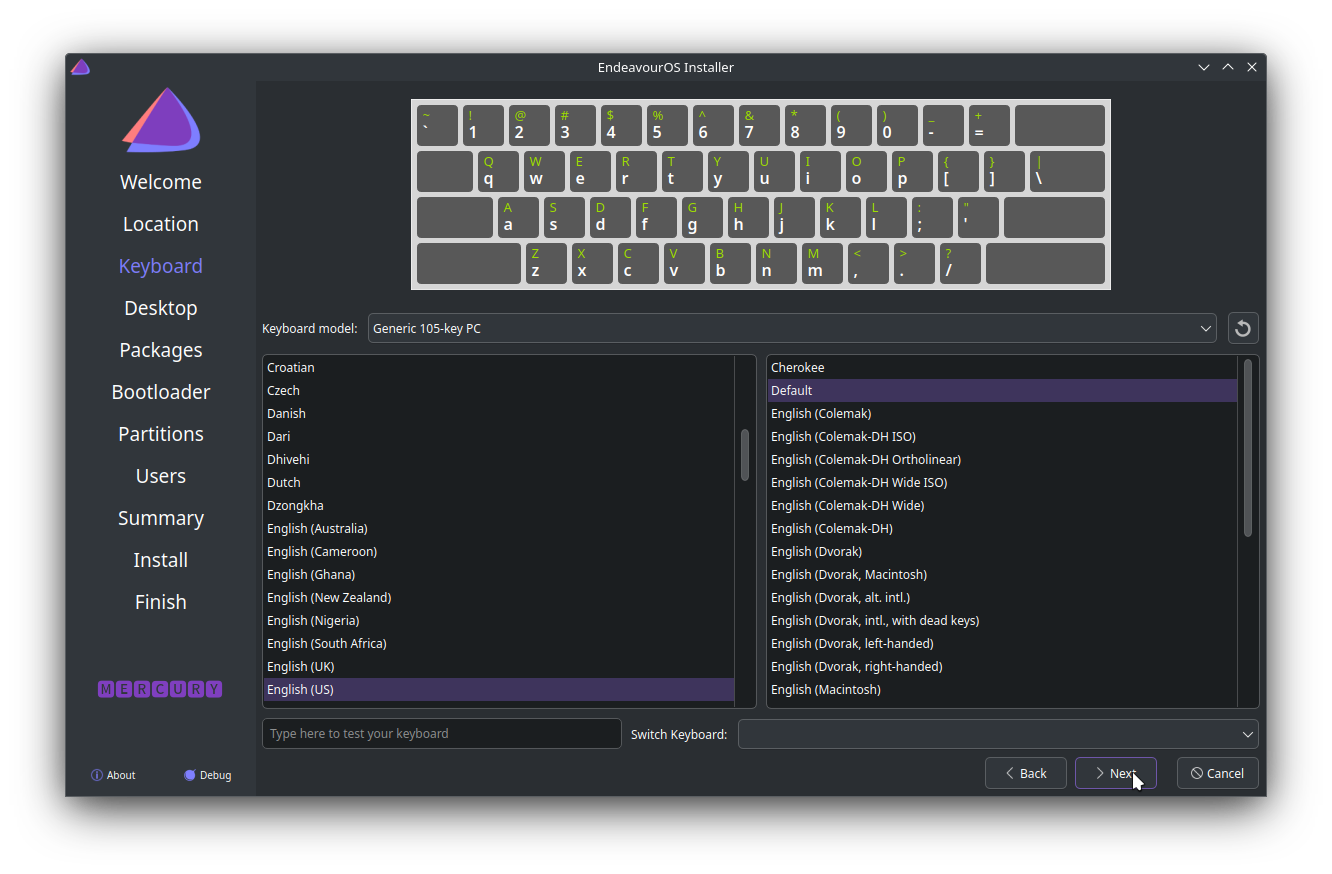 Linux Installation - Keyboard Layout