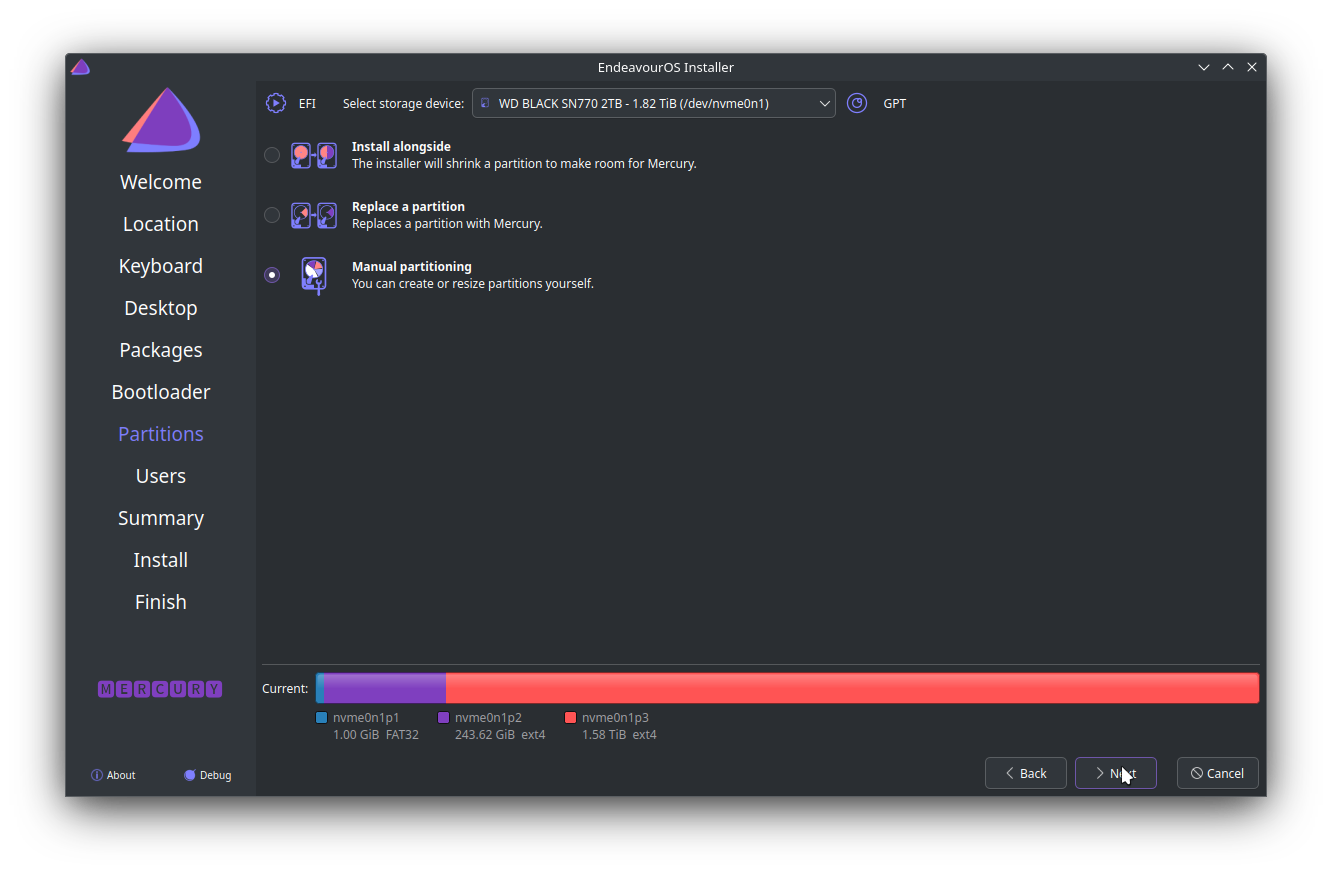 Linux Installation - Partition - Manual