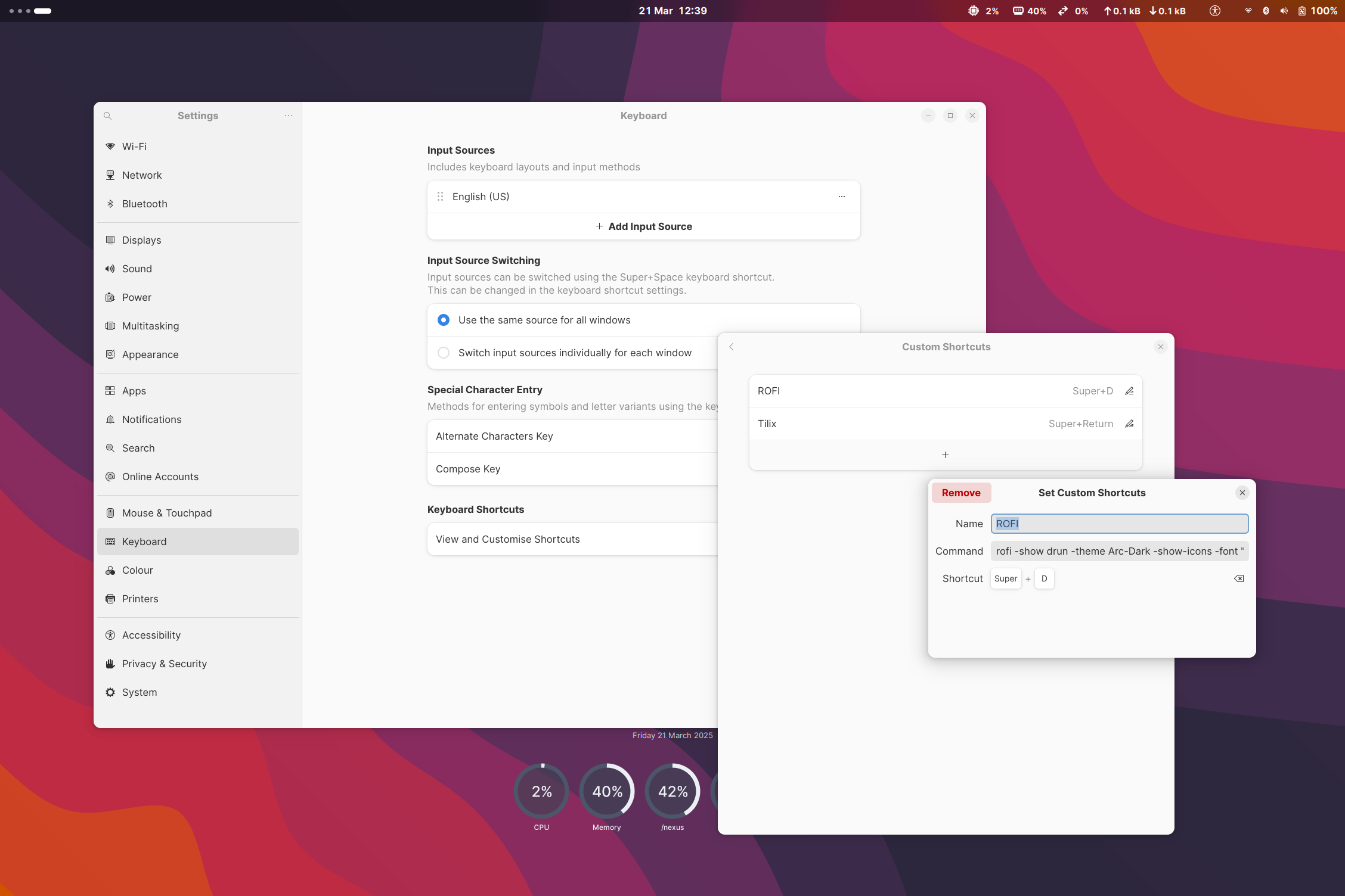 Linux Installation - Keyboard shortcuts - Custom
