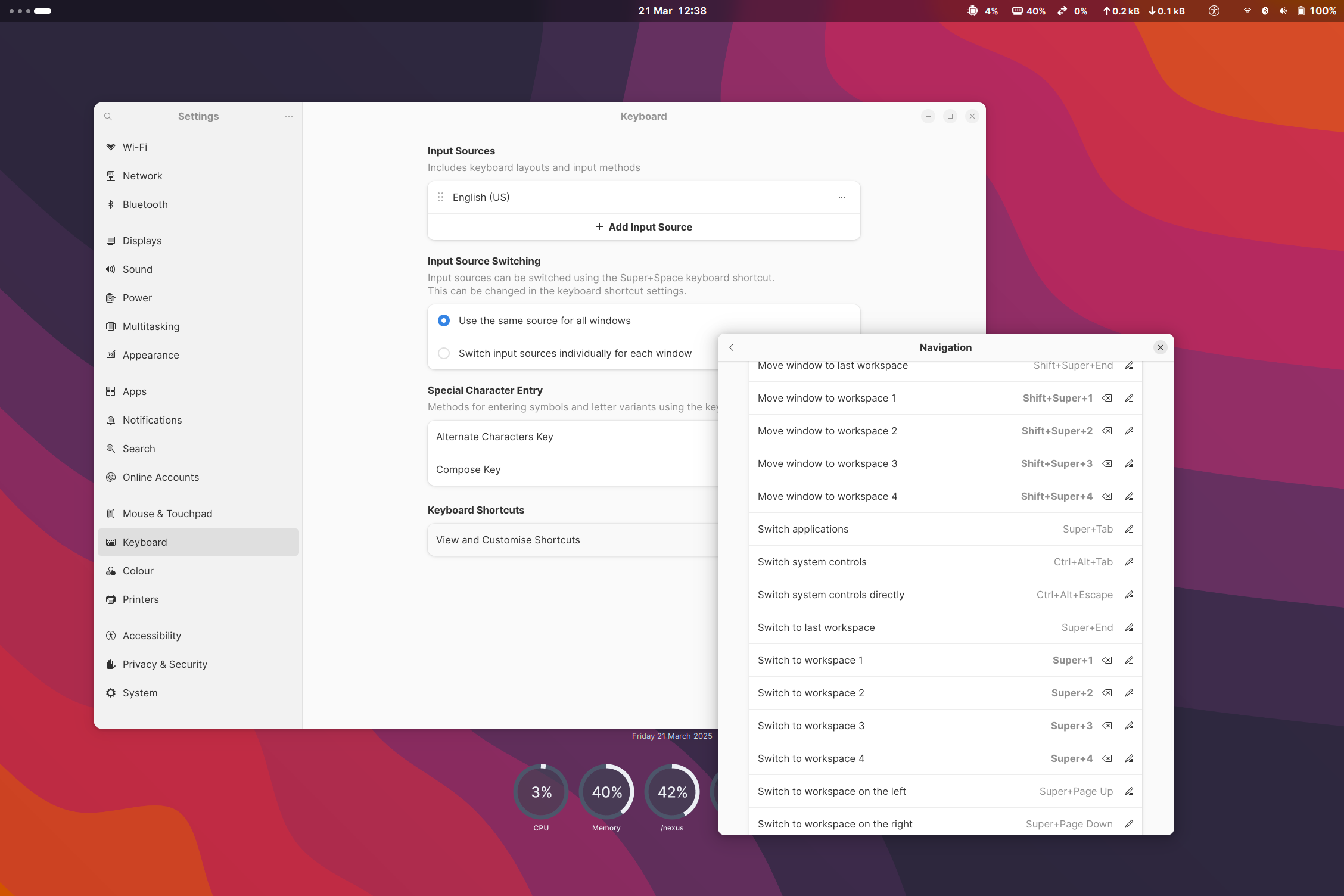 Linux Installation - Keyboard shortcuts
